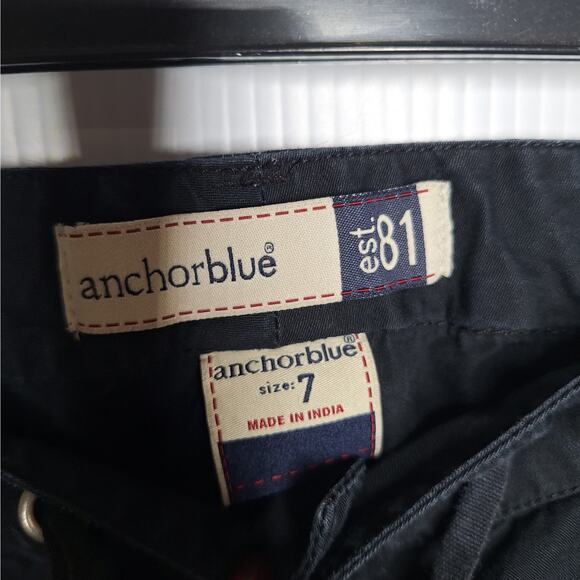 Vintage Y2K Anchor Blue Shorts 7 Low Rise Micro Mini Chino Preppy Flap Pockets - Picture 3 of 9
